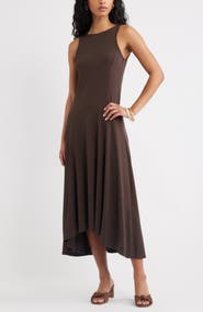 Open Edit High-Low Sleeveless Midi Dress