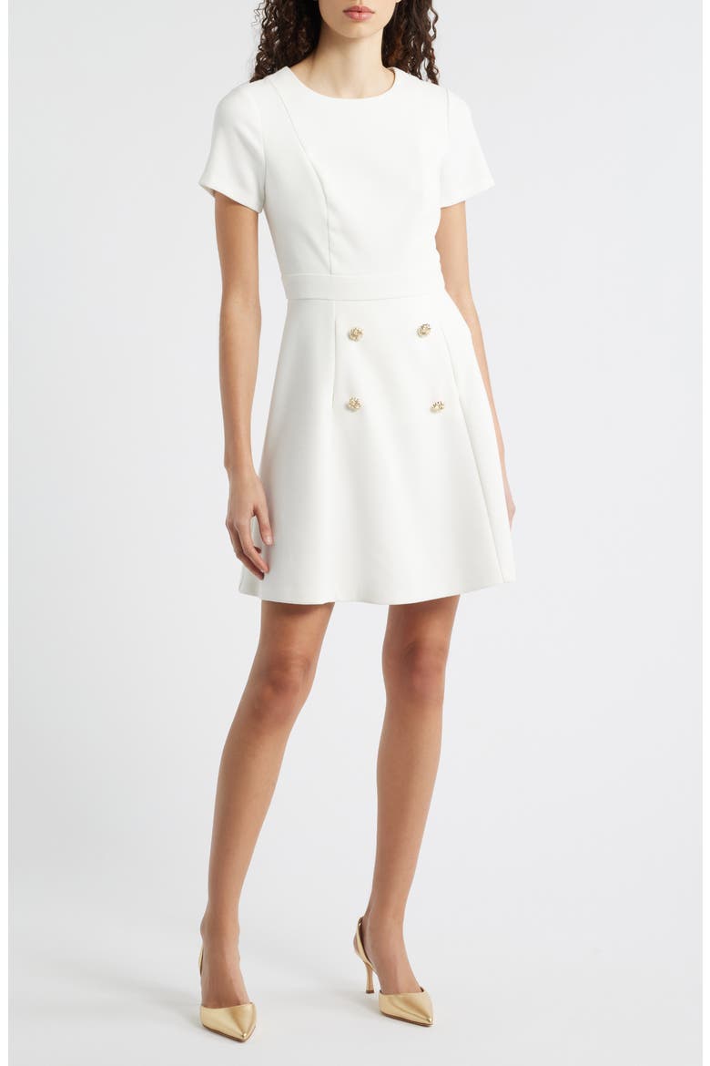 short sleeve fit and flare cocktail dress Maison Tara Women's Short Sleeve V-Neck Fit and Flare Dress