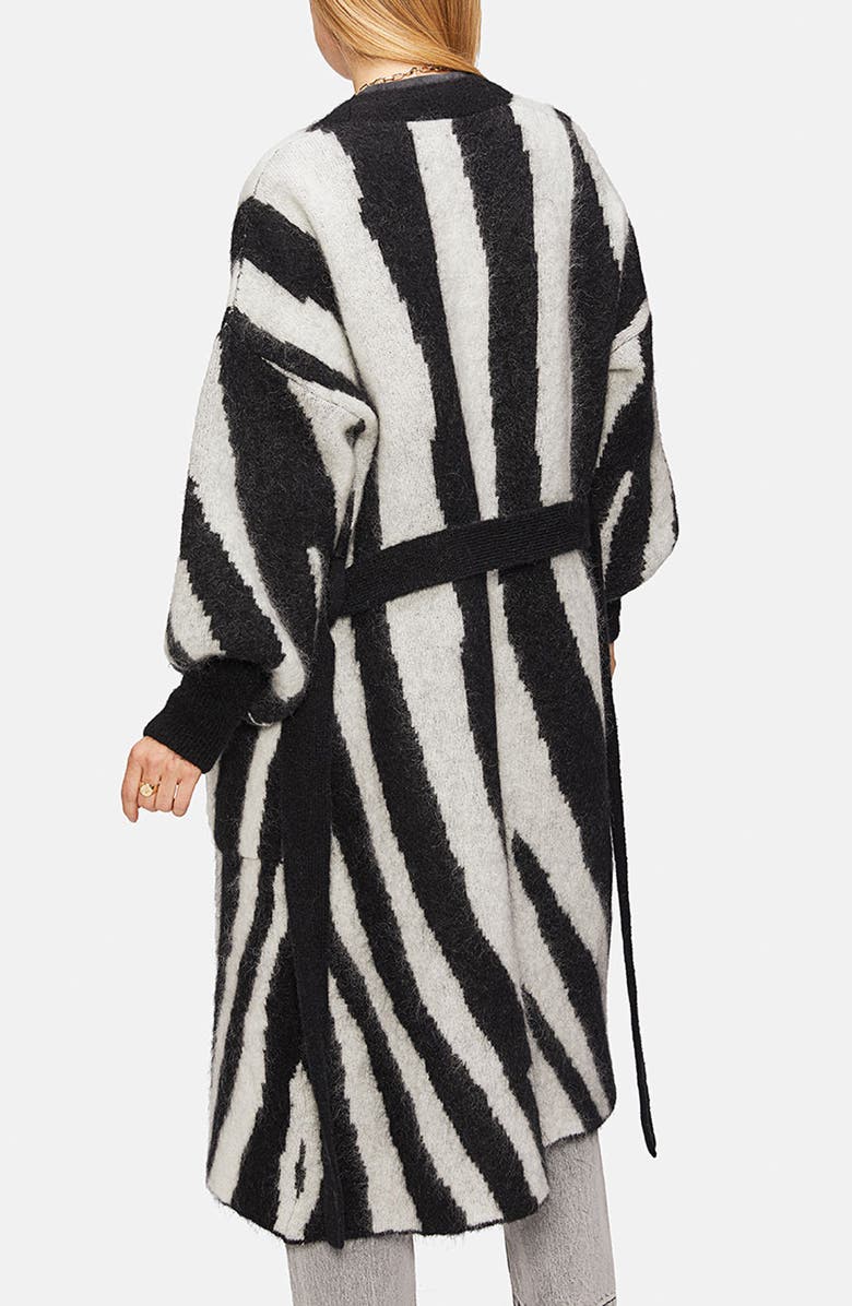 ANINE BING Oliver Zebra Stripe Belted Cardigan, Alternate, color,