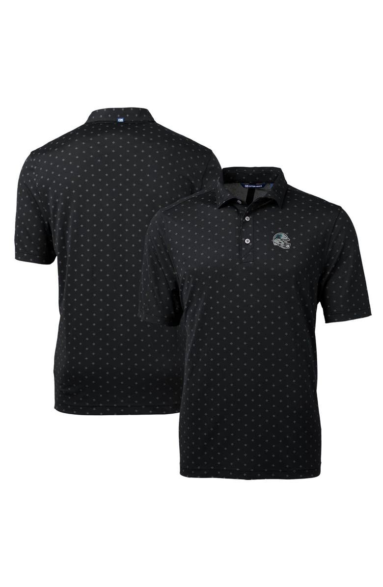 Cutter & Buck Men's Cutter & Buck  Black Carolina Panthers Helmet Virtue Eco Pique Tile Print Recycled Polo, Alternate, color, 