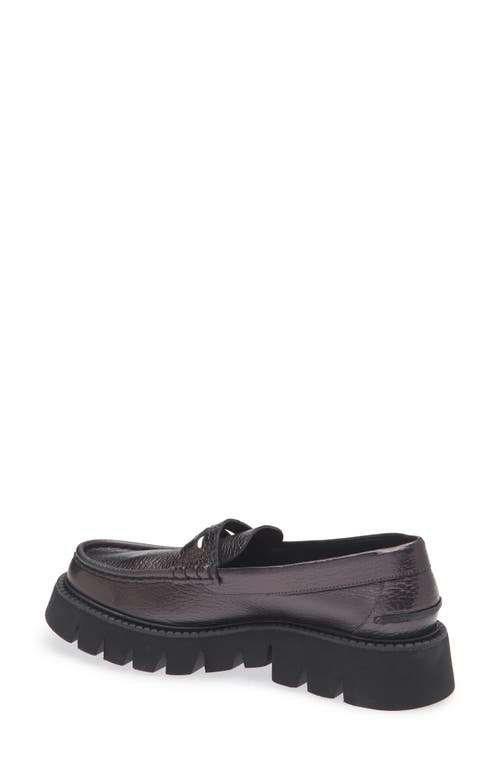Pedro Garcia Sebas Lug Metallic Penny Loafer In Black