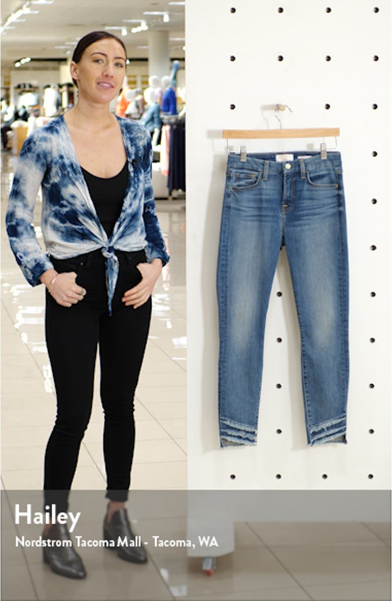 High Waist Fringe Hem Ankle Skinny Jeans, sales video thumbnail