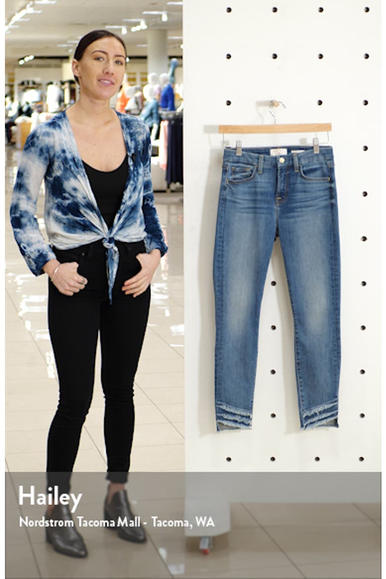 High Waist Fringe Hem Ankle Skinny Jeans video