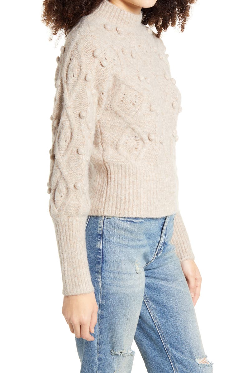 BLANKNYC Aran Cable Knit Mock Neck Sweater, Alternate, color, 