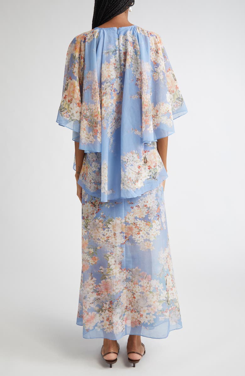 Zimmermann Cascadian Tiered Georgette Maxi Dress, Alternate, color, Blue Botanical Floral