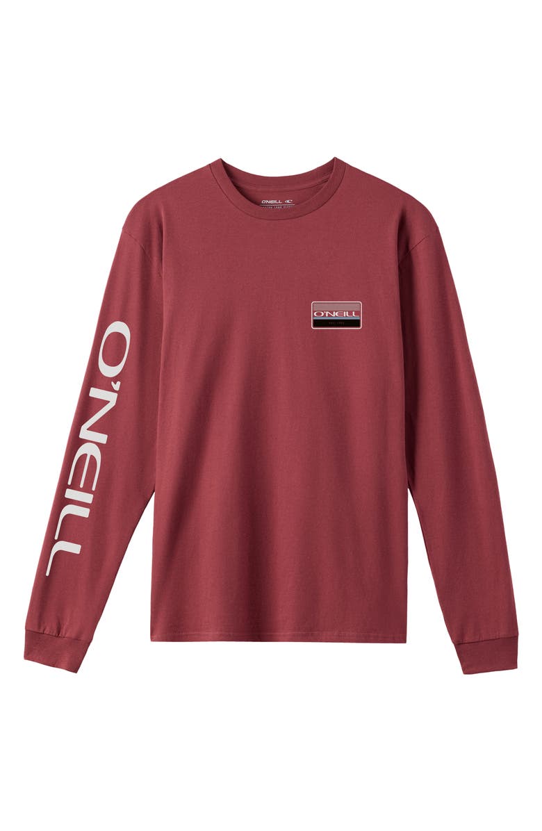 O'Neill Banner Long Sleeve Cotton Graphic T-Shirt, Alternate, color, Oxblood Red