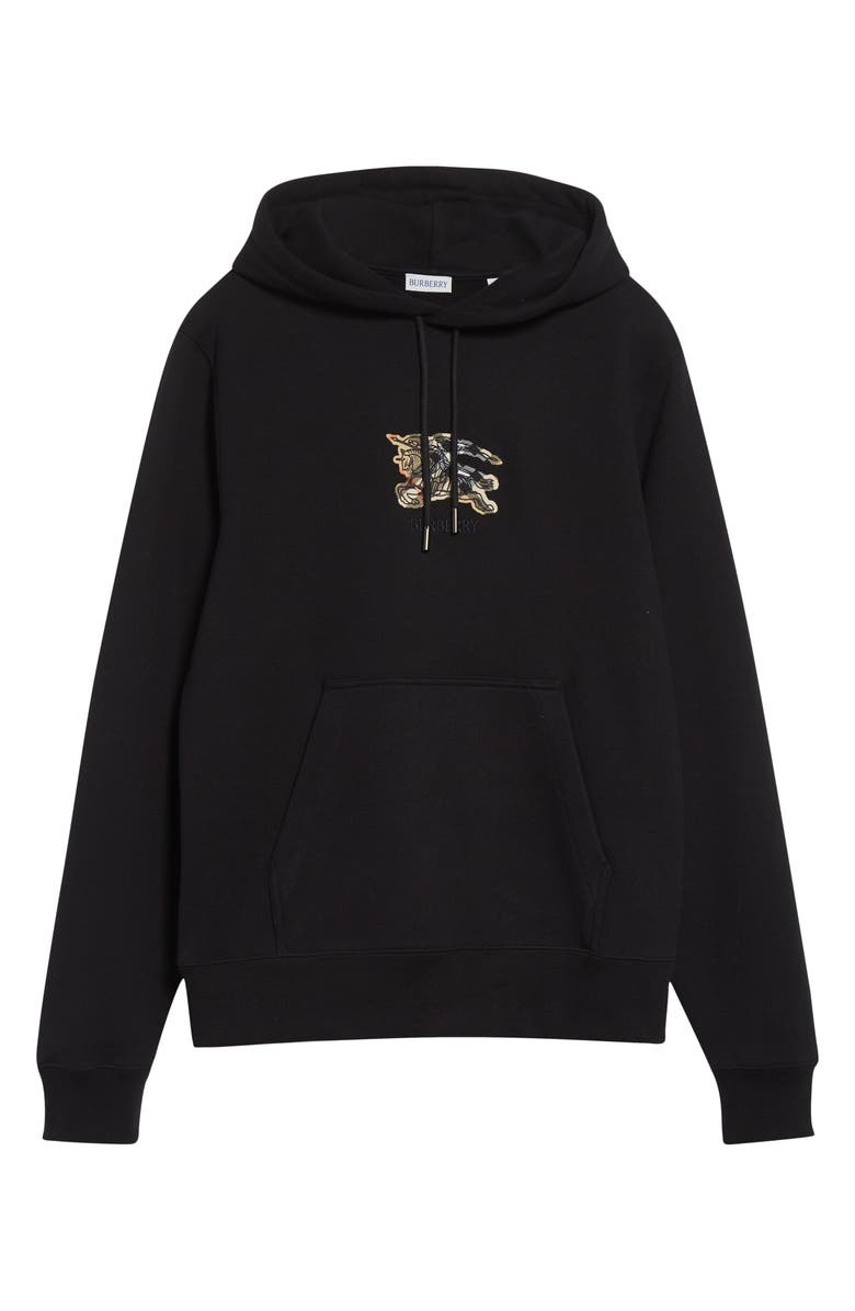 Burberry Simon EKD Appliqué Cotton Hoodie, Alternate, color, Black