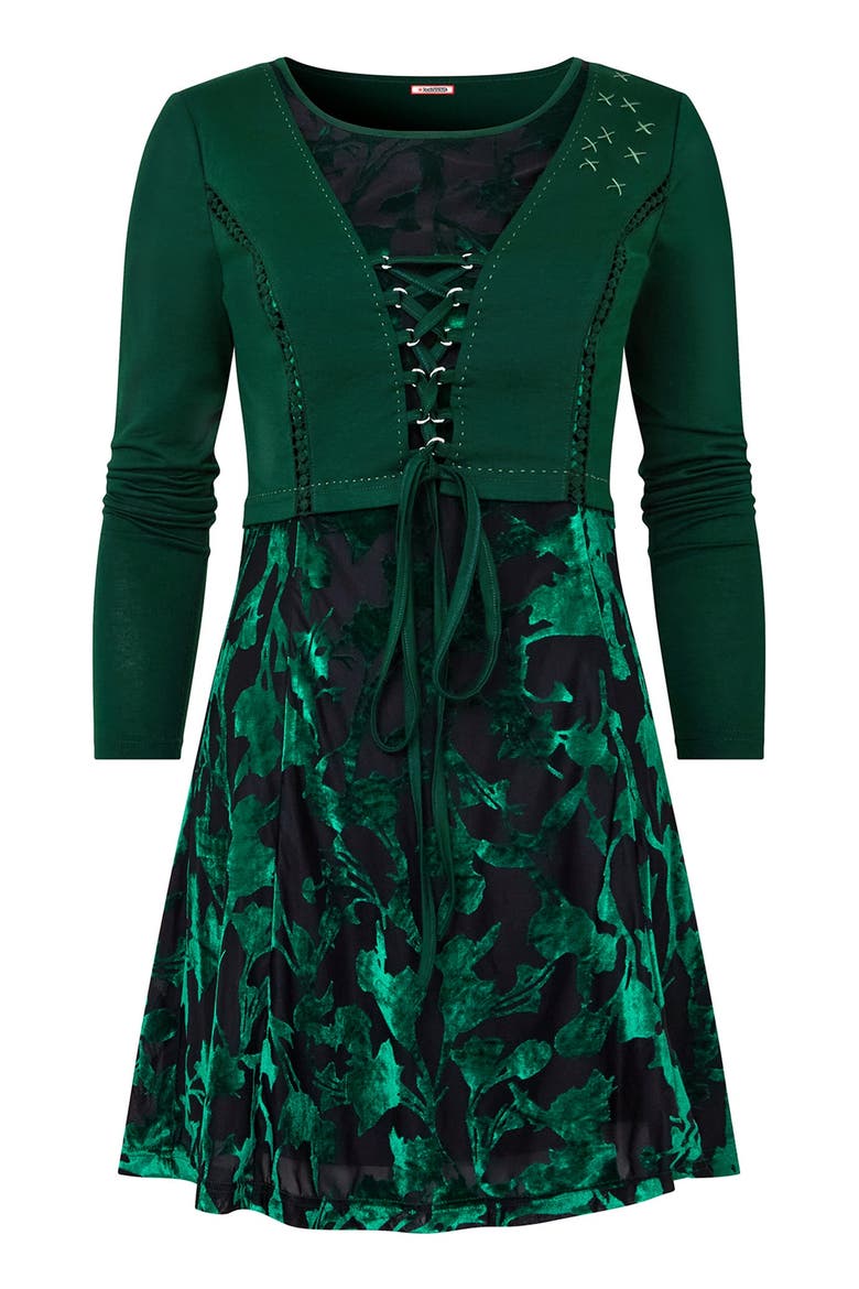Burnout Velvet Shrug Tunic, Alternate, color, EMERALD BURNOUT LEAVES