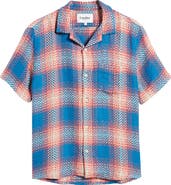 Corridor Acid Plaid Firecracker Short Sleeve Cotton Button-Up Camp Shirt