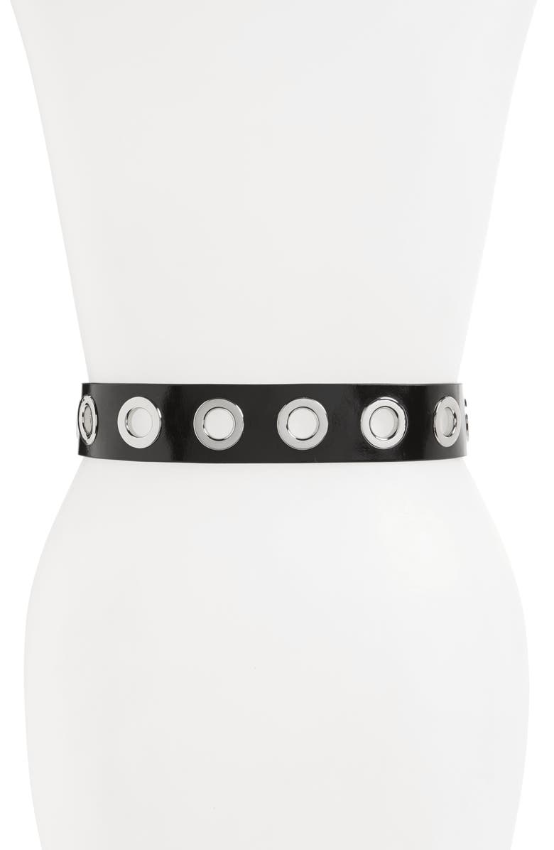 AllSaints Grommet Leather Belt, Alternate, color,