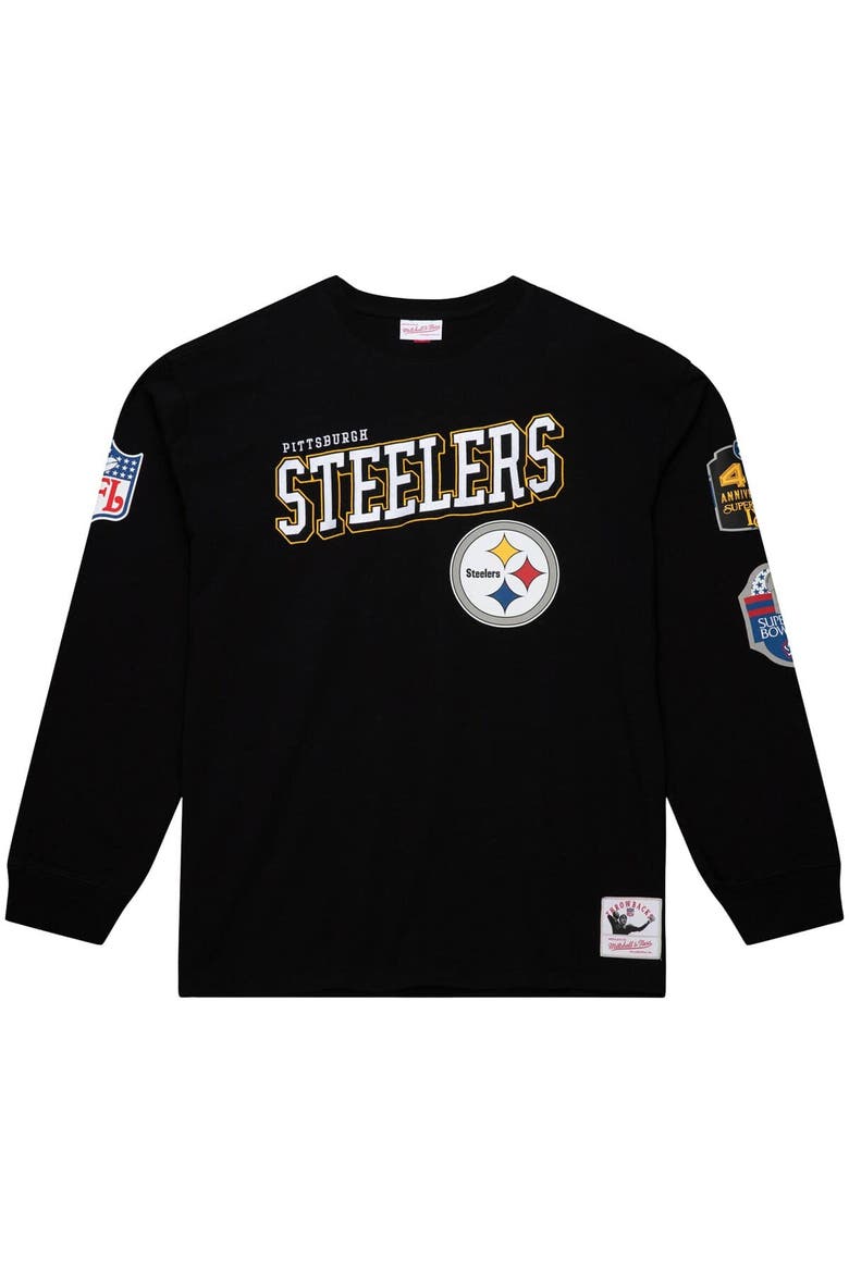 Men's Mitchell & Ness  Black Pittsburgh Steelers Training Camp Vintage Logos Long Sleeve T-Shirt, Alternate, color, Black