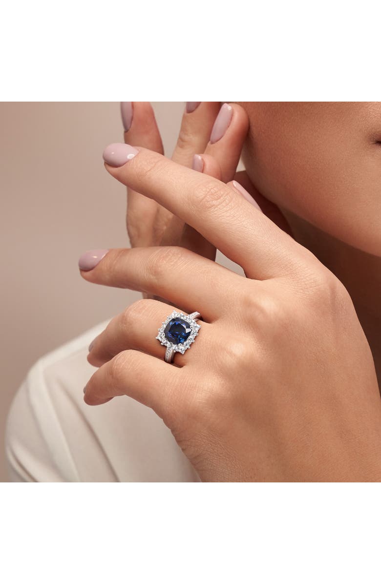 Julianna B. Created Sapphire & Diamond Halo Ring, Alternate, color, Lab-Created Sapphire