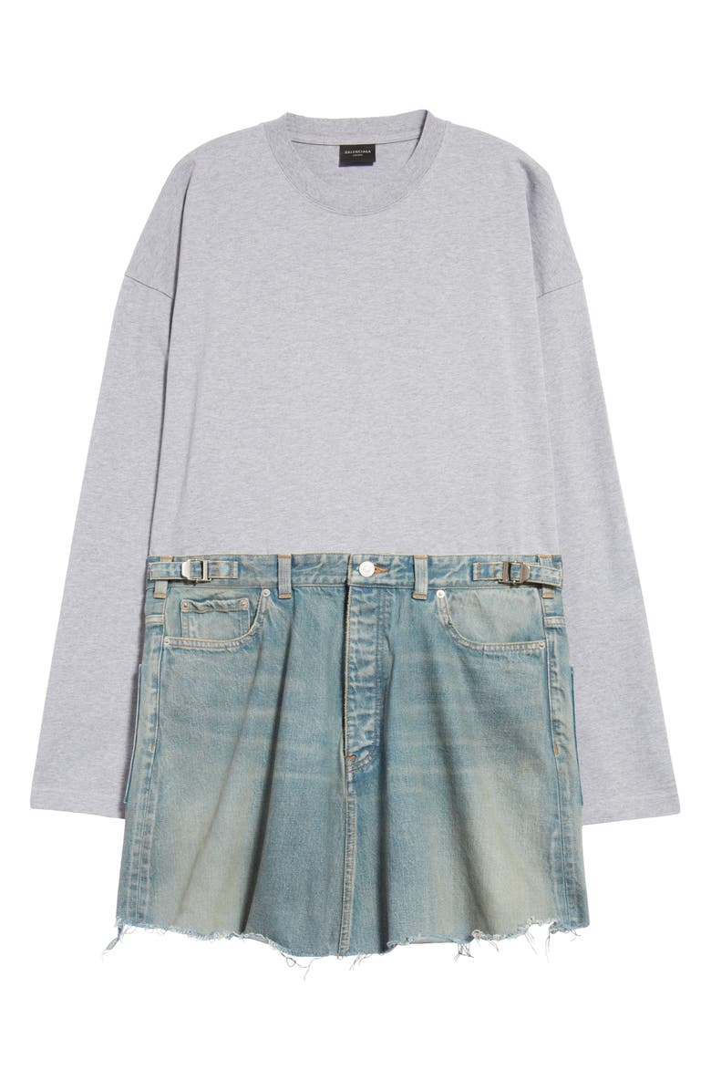 Balenciaga Raw Hem Mixed Media T-Shirt, Main, color, 