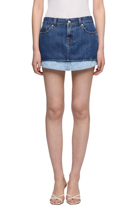 Cherry Layer Denim Skirt