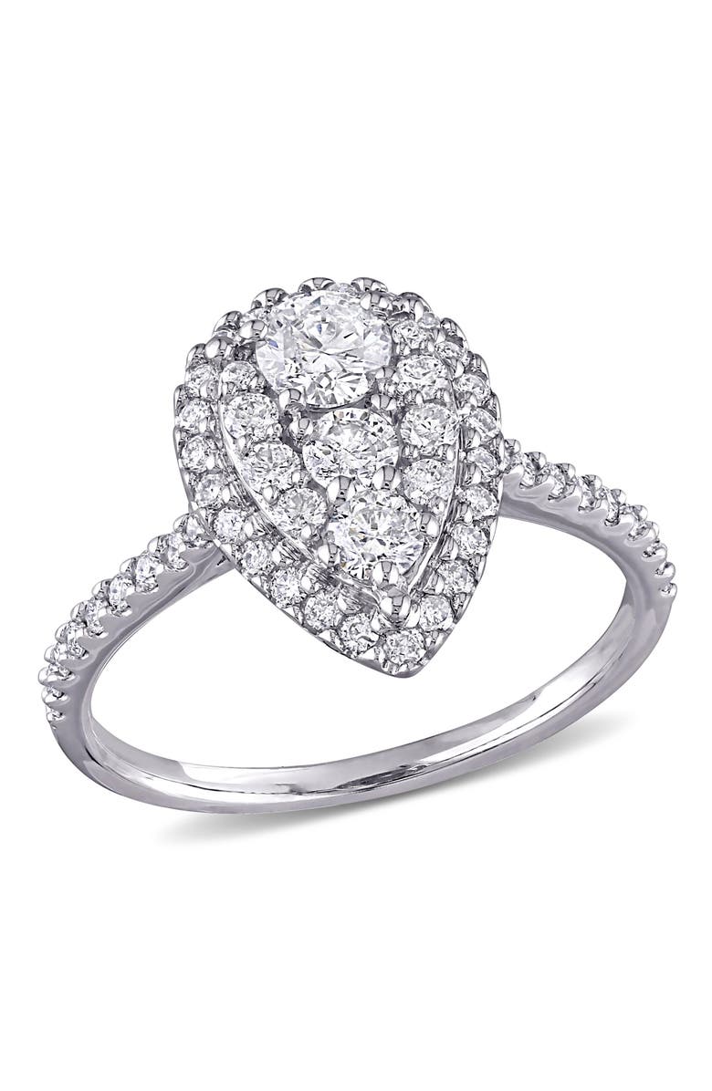 Julianna B. Diamond Composite Pear Halo Ring 10k, Main, color, 10K White Gold