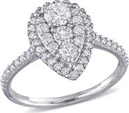 Julianna B. Diamond Composite Pear Halo Ring 10k