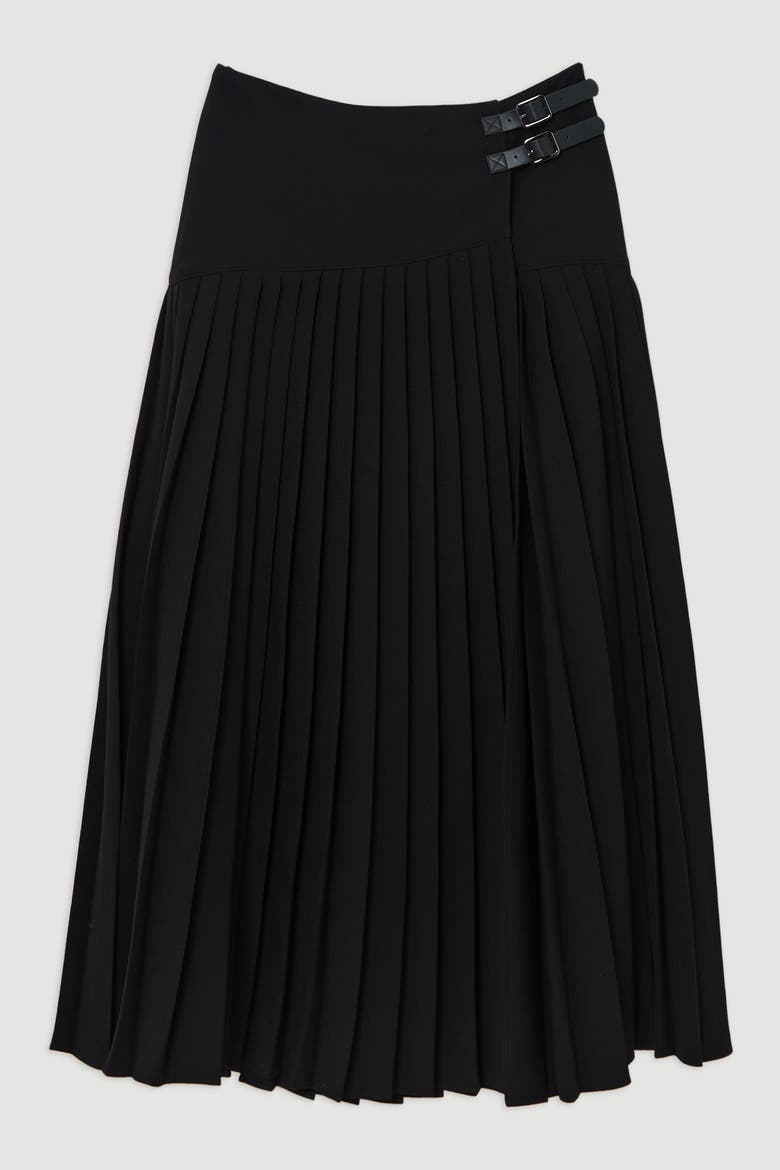 Buckle Detailed Maxi Skirt, Alternate, color, Black
