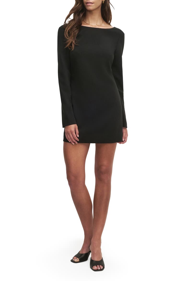 Meet Cute Long Sleeve Minidress, Main, color, BLACK