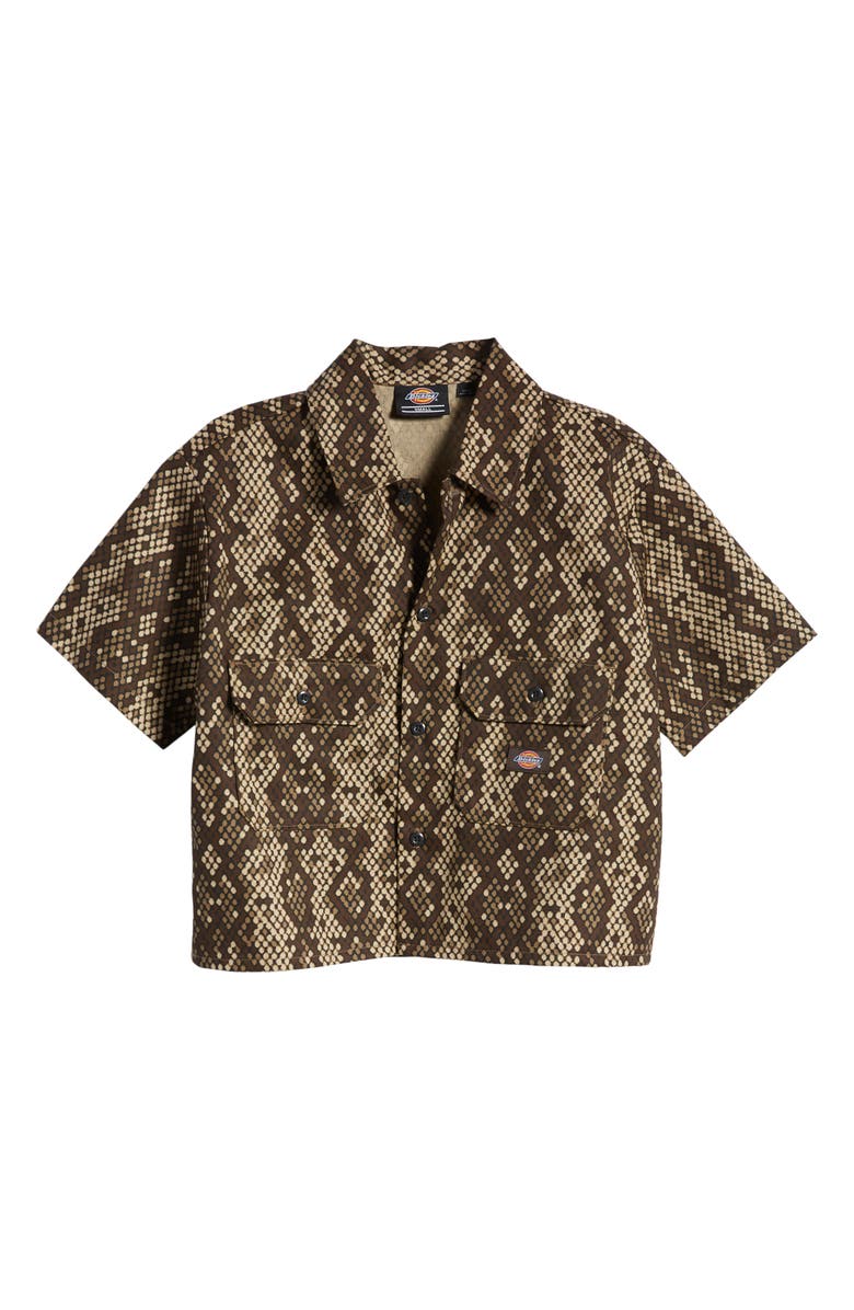 Dickies Camden Snake Print Crop Twill Shirt, Alternate, color,