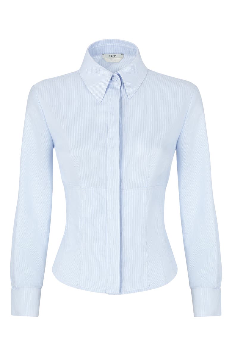 Fendi Pinstripe Cotton Poplin Blouse, Main, color, 