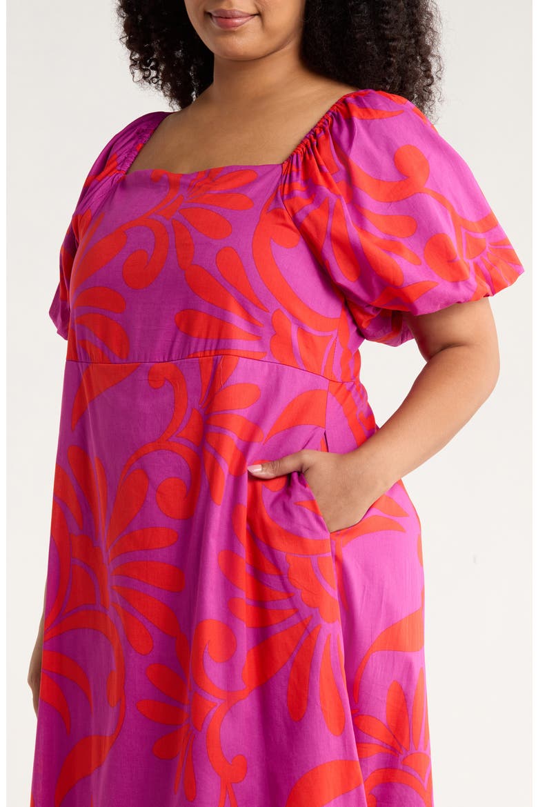 Arona Floral Xena Cotton Maxi Dress, Alternate, color, PURPLE ORANGE MULTI