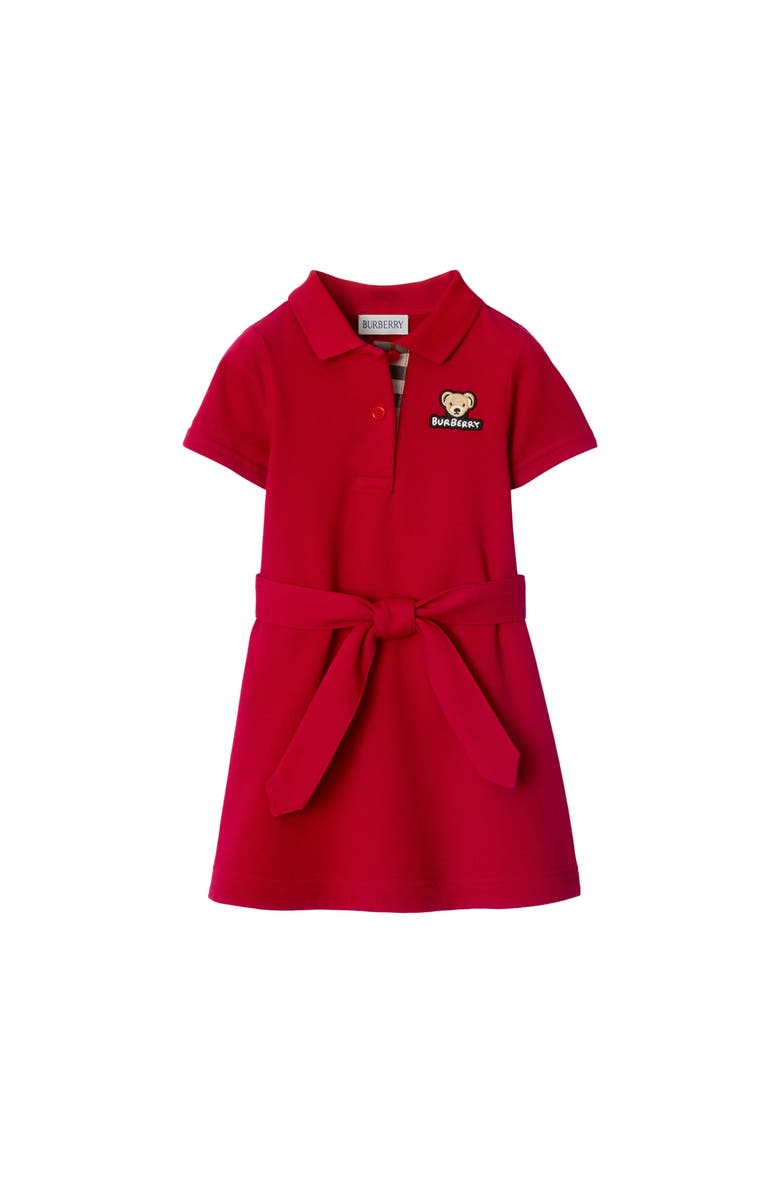 Burberry Cotton Polo Shirt Dress, Main, color, Poppy Red