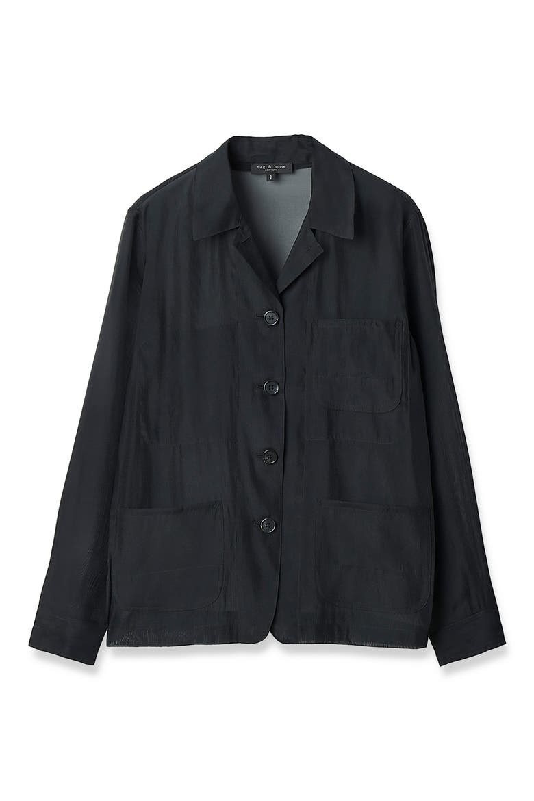 Jolene Organza Chore Jacket, Alternate, color, BLACK