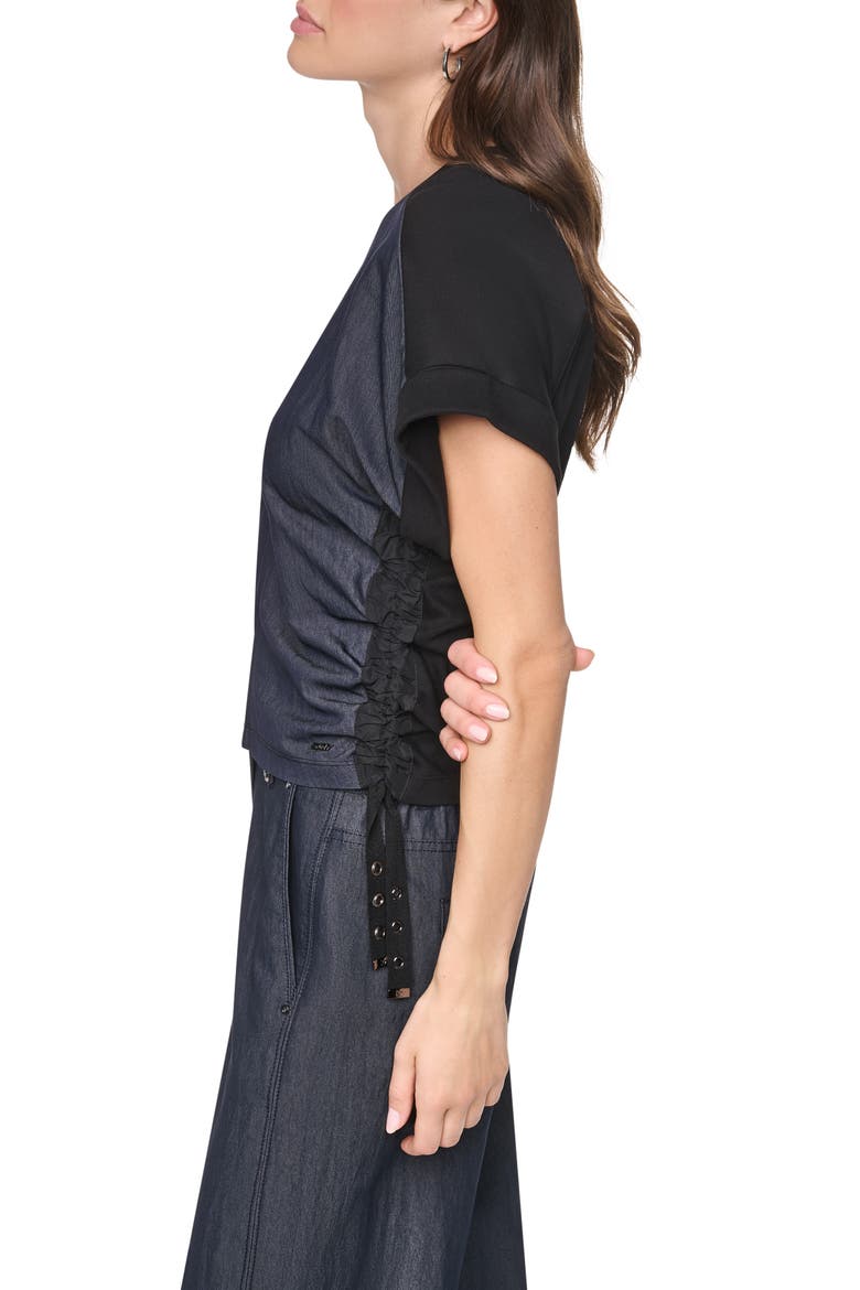 Side Ruched T-Shirt, Alternate, color, DARK INDIGO WASH
