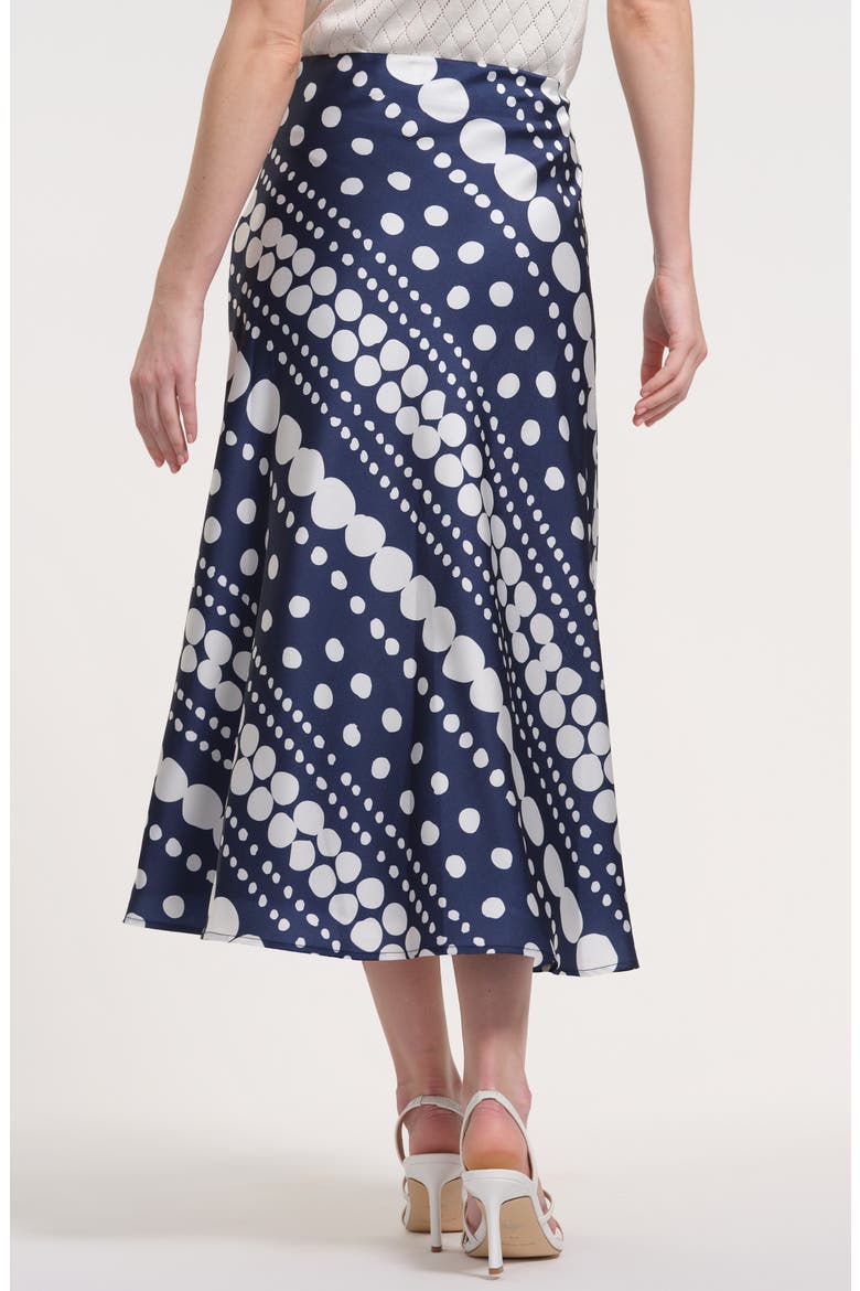 Mia Bias Cut Midi Skirt, Alternate, color, DOT NAVY
