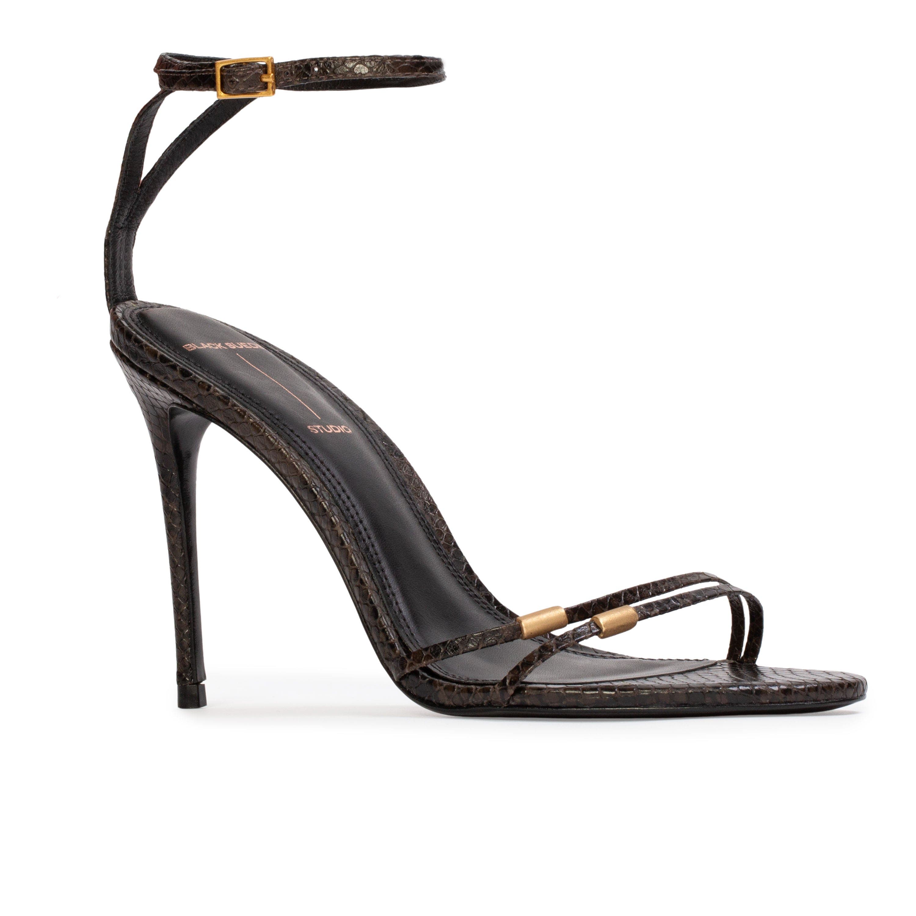 BLACK SUEDE STUDIO Britanny Strappy Snake Sandal, Alternate, color, Brown Snake Leather