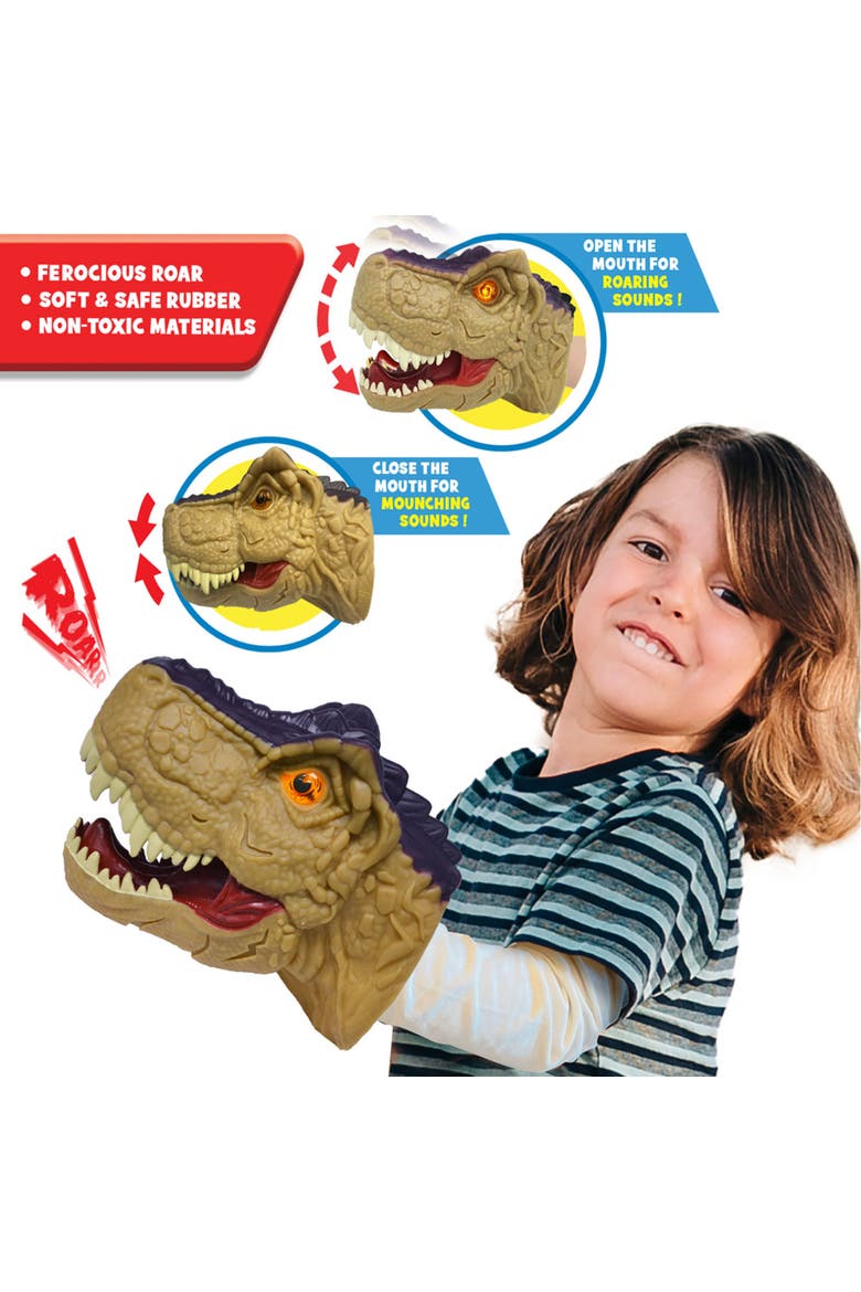 Mighty Megasaur, Megahunter T-Rex Hand Puppet, Brown, Kids 3+, Alternate, color, Multicolored