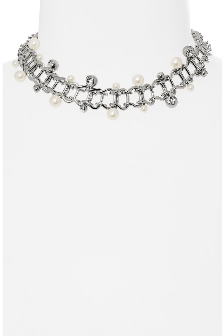 Mindy Pierced Choker Necklace, Alternate, color, PEARL
