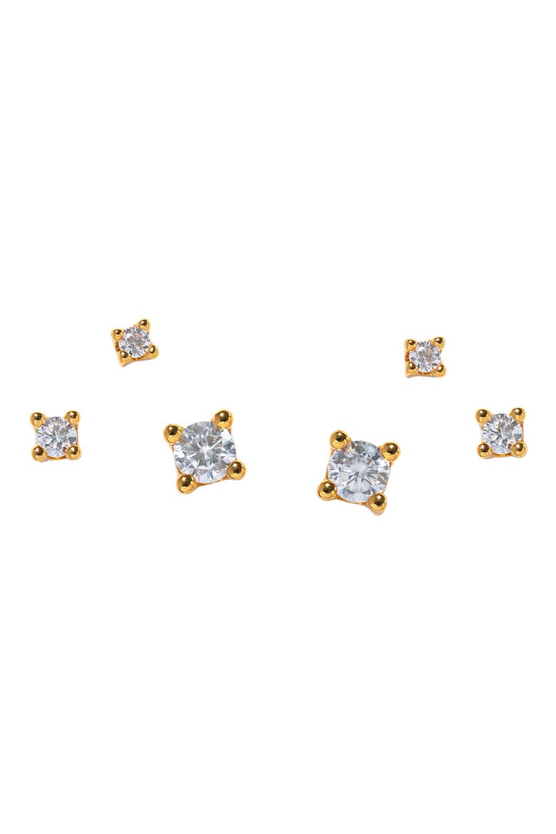 Classic Radiance Set of 3 Stud Earrings, Alternate, color, GOLD