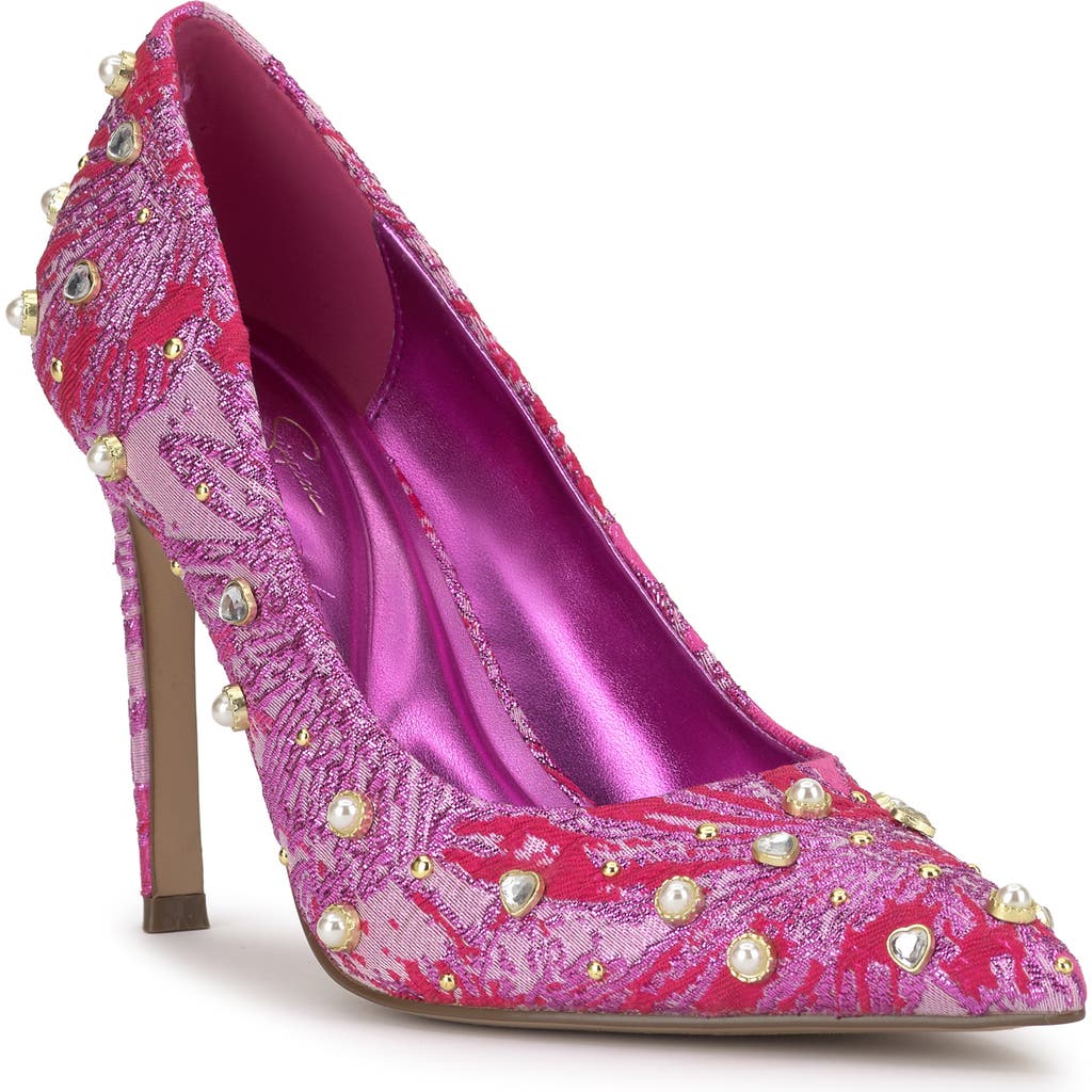 Jessica Simpson Welica Embellished Jacquard Pump In Multi