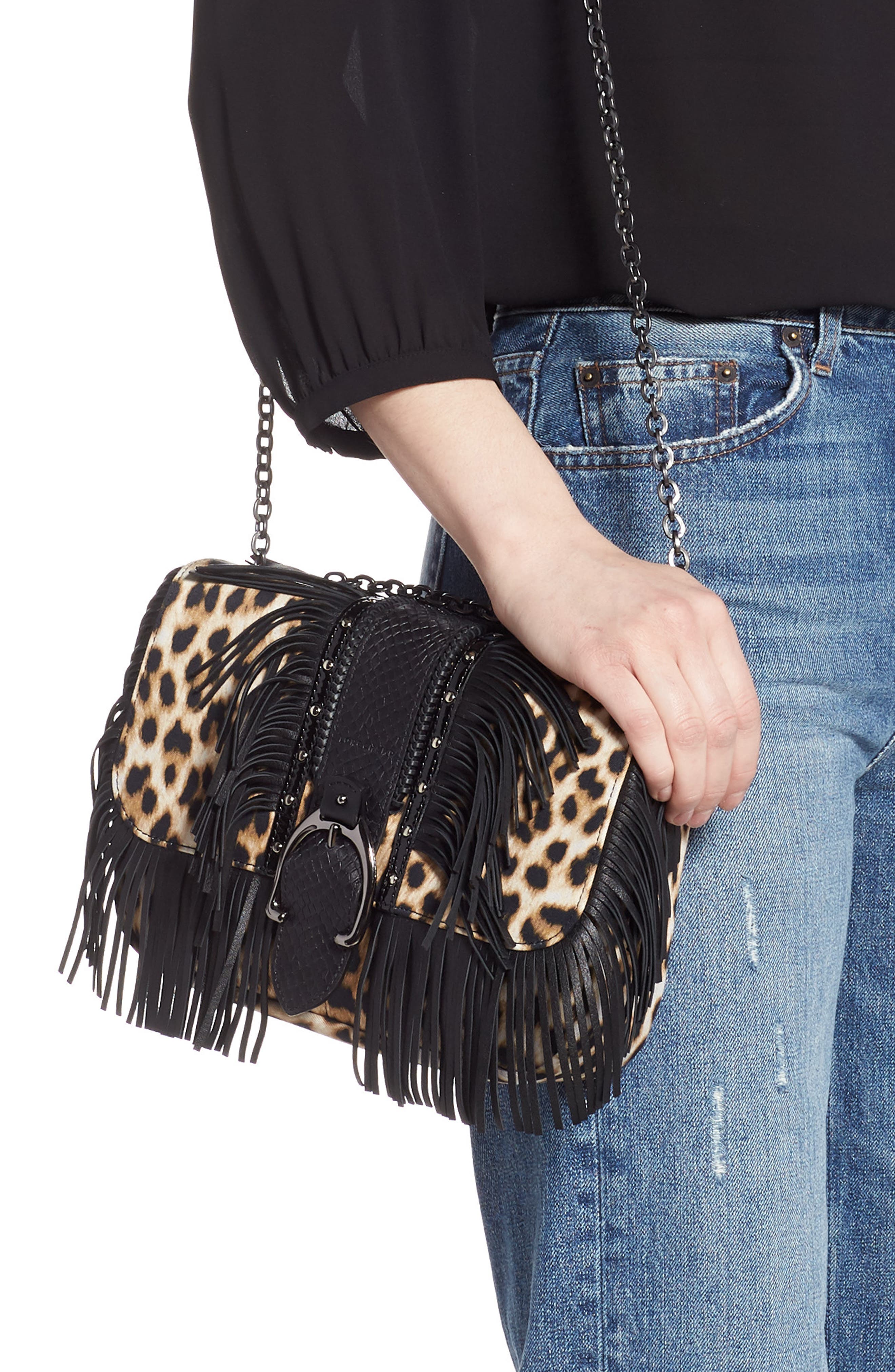 Longchamp Small Amazone Leopard Print Canvas Shoulder Bag, Alternate, color, 