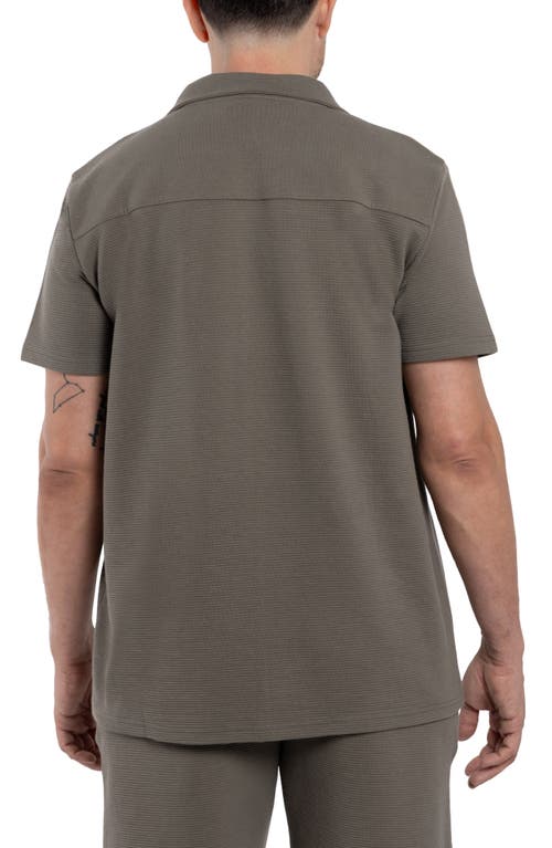 Shop Spring + Mercer Classic Fit Textured Knit Camp Shirt In Dusty Olive