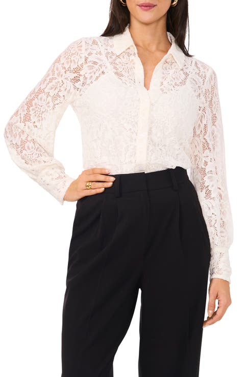 Lace Button-Up Shirt