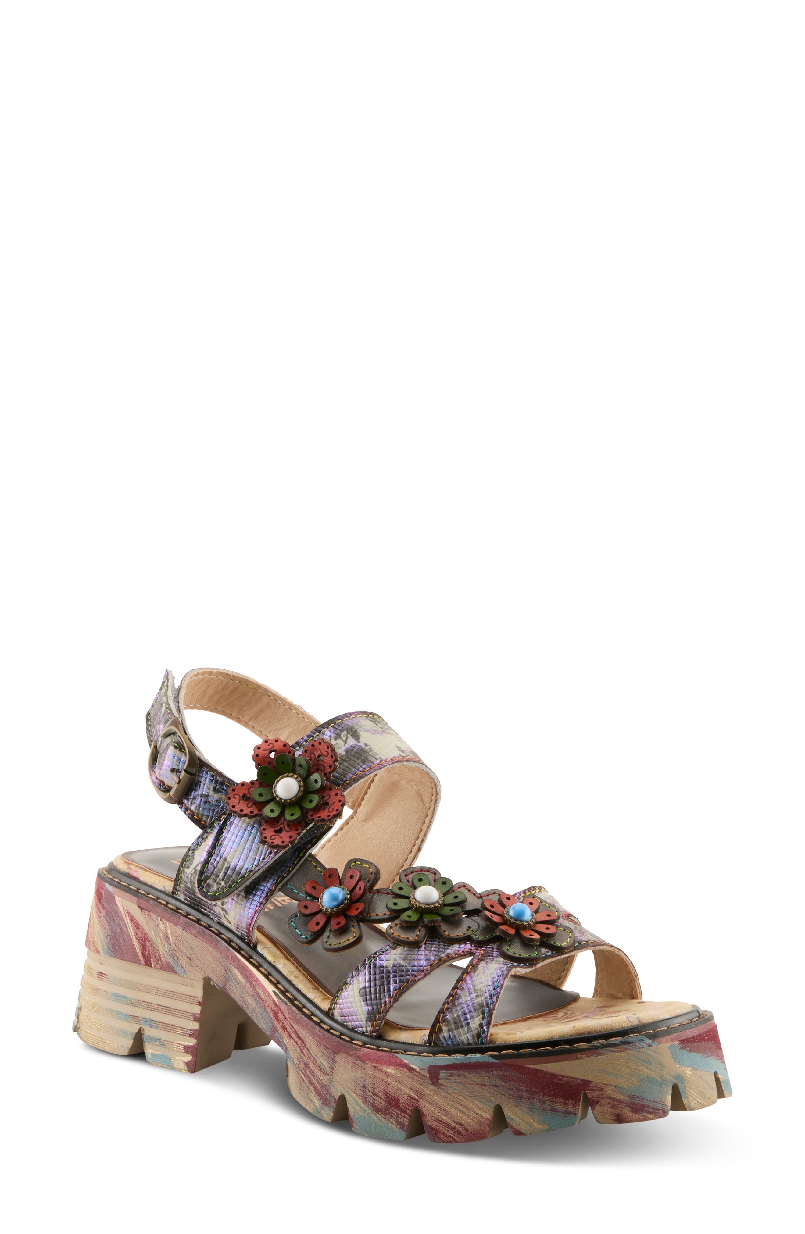 L'Artiste by Spring Step Macha Platform Sandal, Main, color, Blue Multi