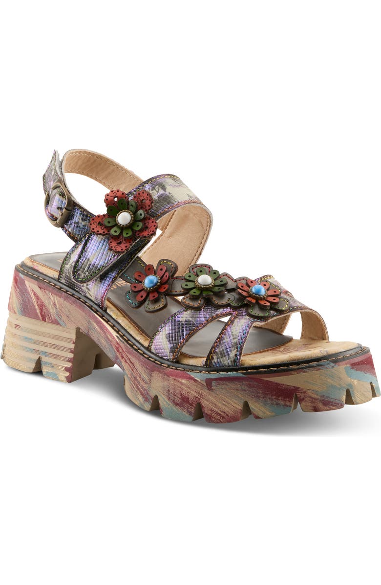 L'Artiste by Spring Step Macha Platform Sandal, Main, color, Blue Multi