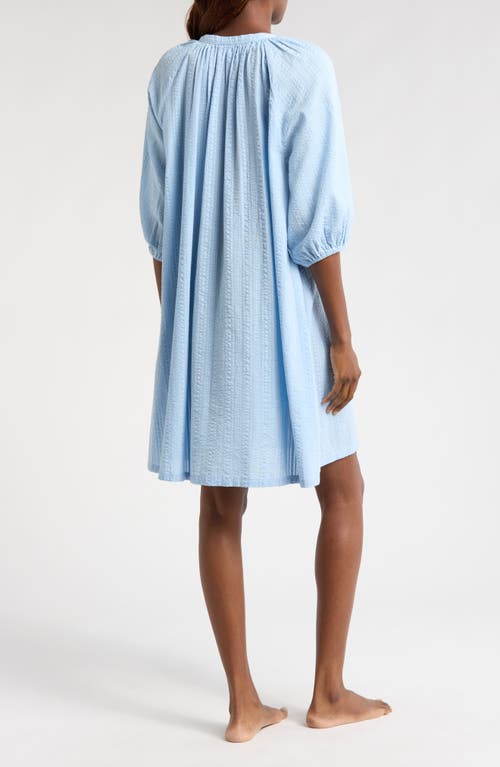 Nordstrom Long Sleeve Seersucker Nightgown In Blue Windsurfer