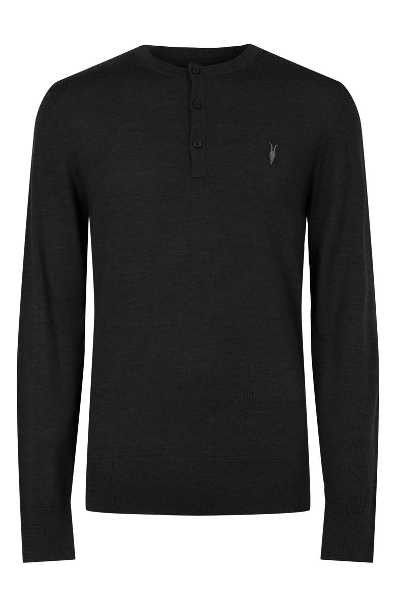 AllSaints Mode Merino Wool Henley Sweater, Alternate, color, 