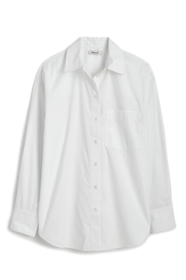 Oversize Poplin Button-Up Shirt, Alternate, color, EYELET WHITE