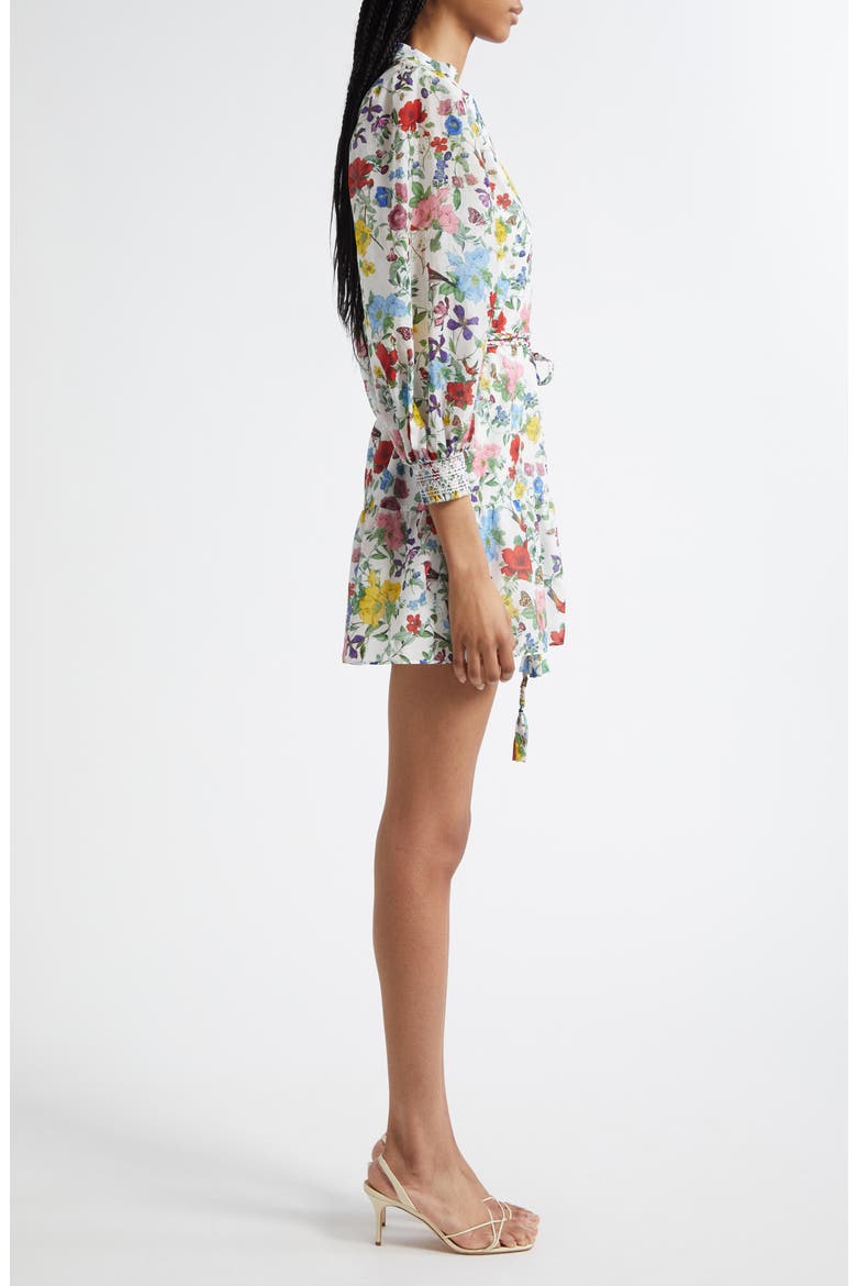 Antonette Floral Belted Cotton & Silk Minidress, Alternate, color, DOLLHOUSE