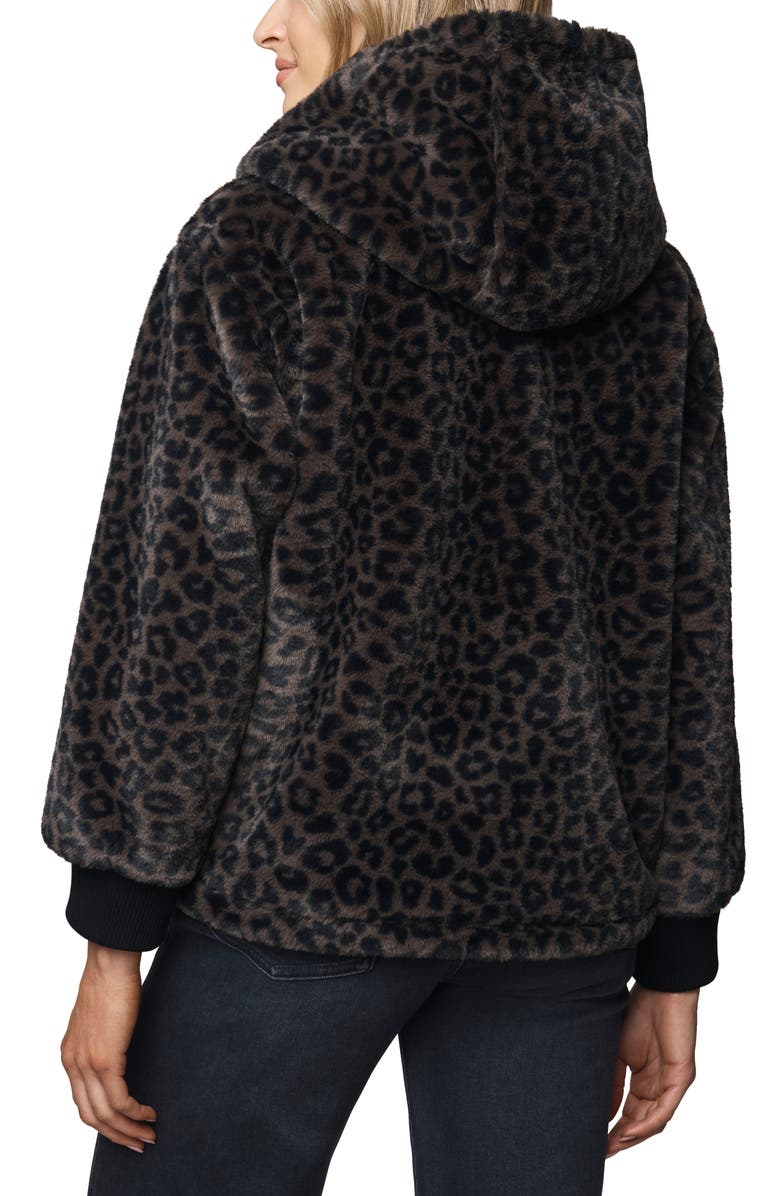 Splendid Lucia Faux Fur Hooded Jacket, Alternate, color, Brown Leopard Print