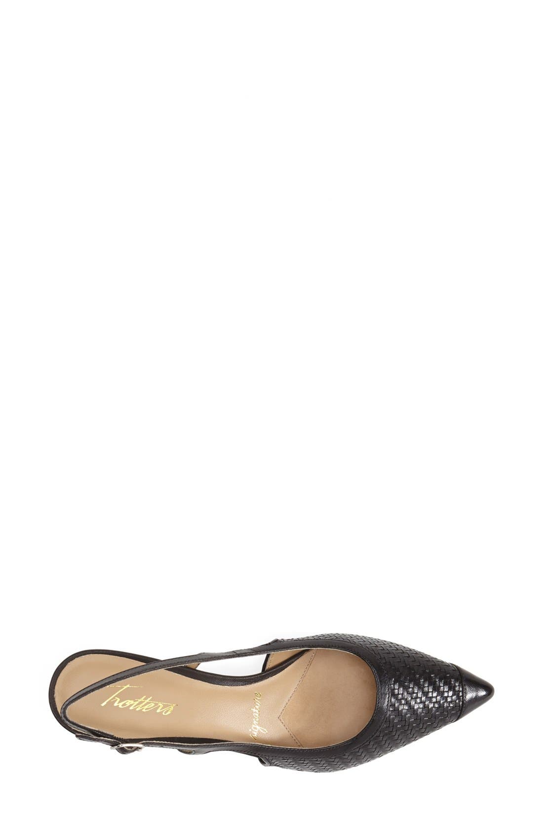 'Kimberly' Woven Leather Slingback Pump, Alternate, color, BLACK