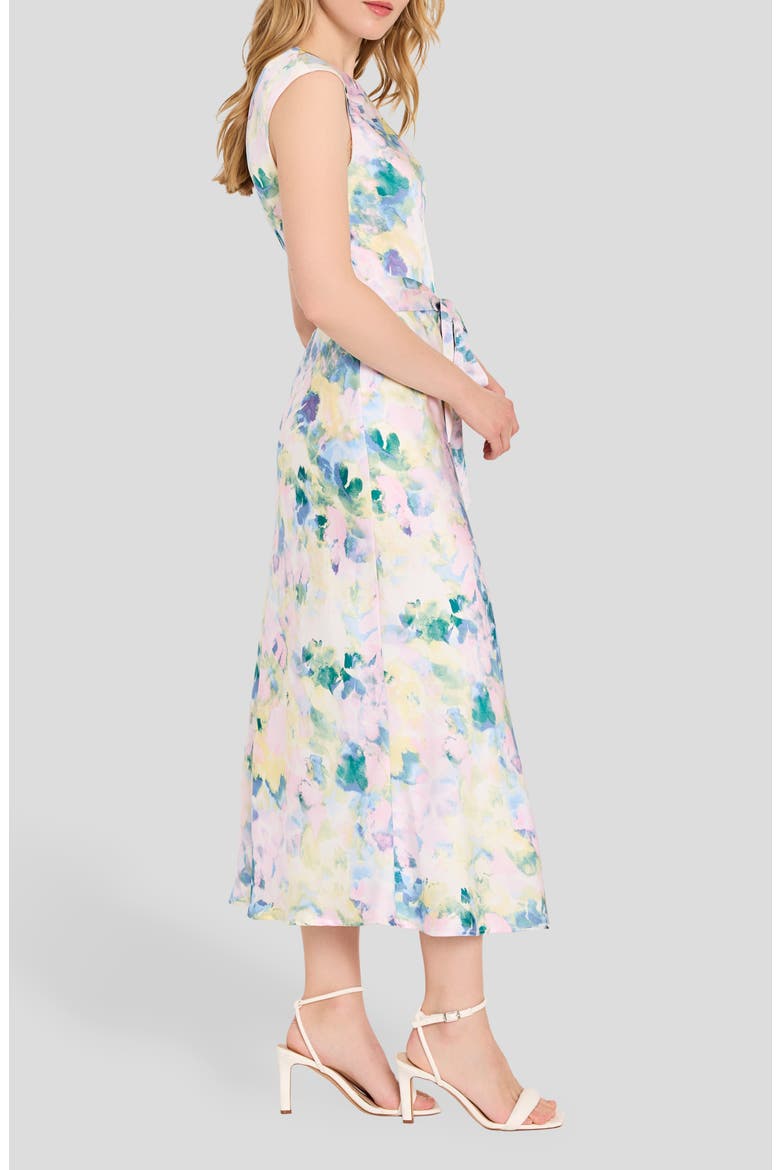 Abstract Print Cross Neck Sleeveless Midi Dress, Alternate, color, BLUSH BUTTERCUP