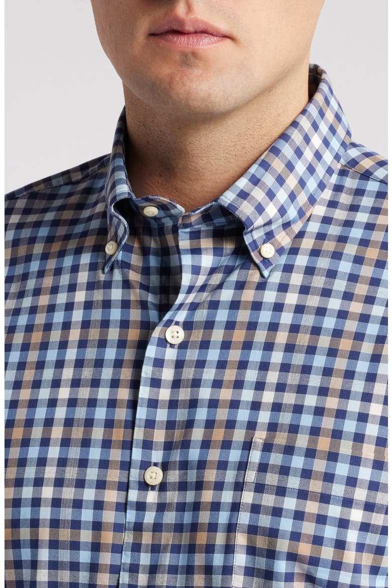 Chambly Crown Lite Check Performance Button-Down Shirt, Alternate, color, NAVY