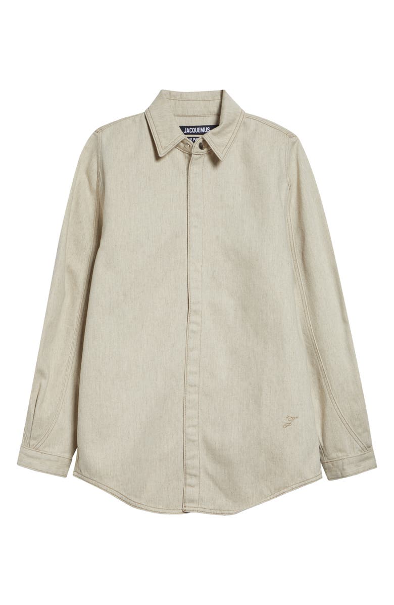Jacquemus La Chemise Amelo de-Nîmes Denim Snap-Up Shirt, Main, color, Light Beige