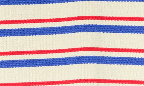 English Factory Stripe Polo Sweater In Ivory/red/blue Stripe
