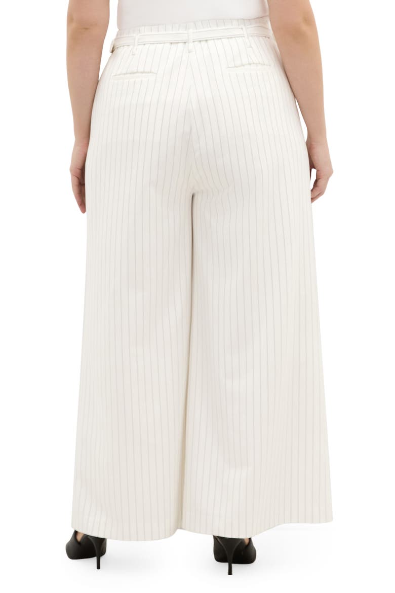 Belted Pinstripe Wide Leg Pants, Alternate, color, IVORY PINSTRIPE